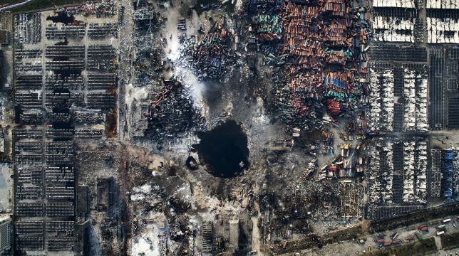 Tercer premio individual en la categoría de noticias general
© Chen Jie, China. Vista aérea de la destrucción después de la explosión en Tianjin, China, 15 de agosto de 2015